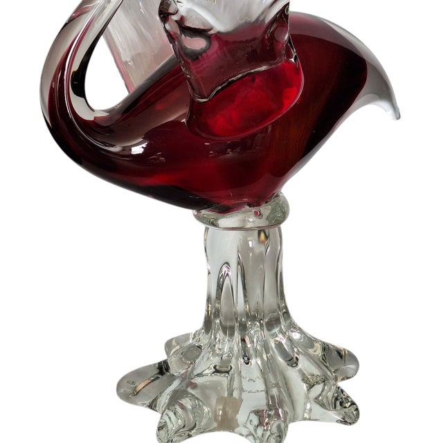 Mid 20th Century Mario Sandon Italian Artist Cranberry Glass Signed Swan Figurine For Sale - Image 10 of 11