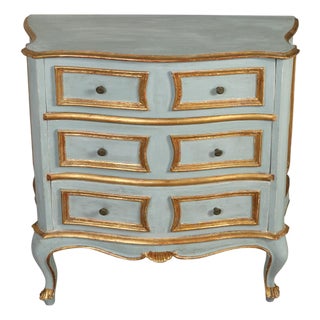 Painted French Commode With Gilt Accents For Sale