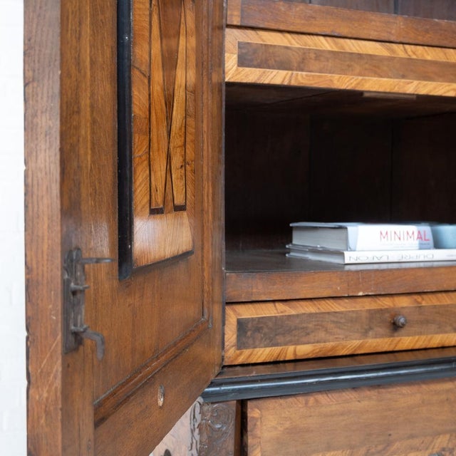 Oak and Walnut 2-Door Cabinet, 18th Century For Sale - Image 11 of 18