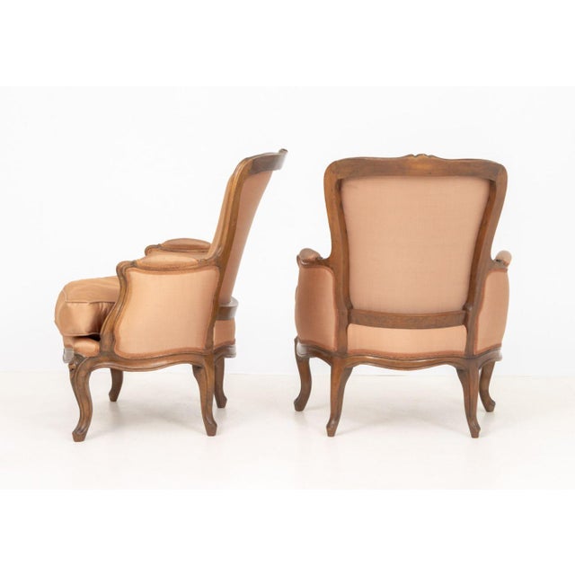 Nicolas Foliot Louis XV Walnut Bergeres, Pair For Sale In New York - Image 6 of 7