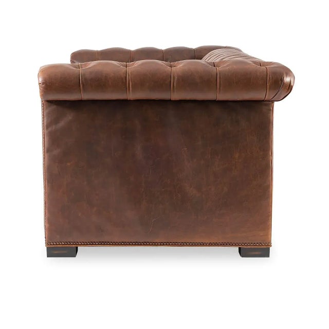 Modern Leather Chesterfield Sofa For Sale - Image 4 of 5