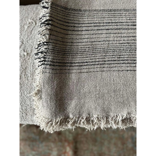French Flax Linen Throw With Stripes For Sale In Los Angeles - Image 6 of 9