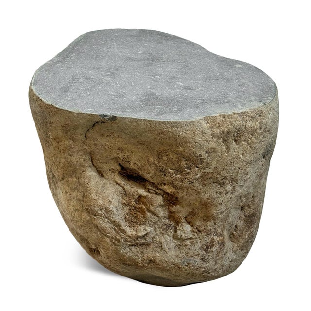 Rustic Vintage Boulder Stool Side Table For Sale - Image 4 of 4