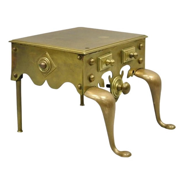 Antique English Victorian Solid Brass Footman Fireplace Trivet For Sale