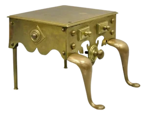 Antique English Victorian Solid Brass Footman Fireplace Trivet