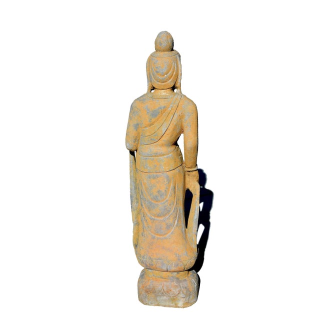 Standing Stone Buddha Guan Yin Statue For Sale - Image 11 of 12