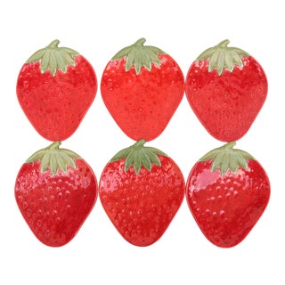 Strawberry Dessert Plates, Set of 6 For Sale
