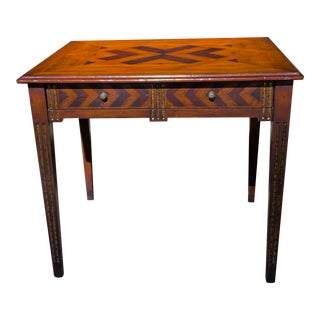 Drexel Heritage Marquetry One Drawer Lamp Table For Sale