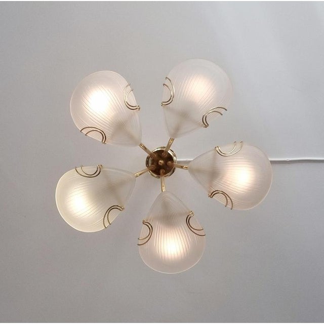 Reijmyre Pendant in Brass with Clam-Shaped Glass, 1980s For Sale - Image 3 of 9