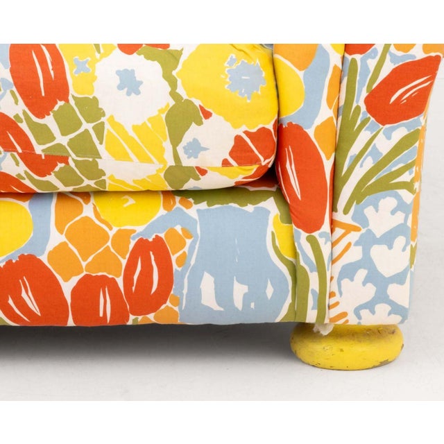 Abstract Floral Print Custom Upholstered Sofa For Sale - Image 4 of 8
