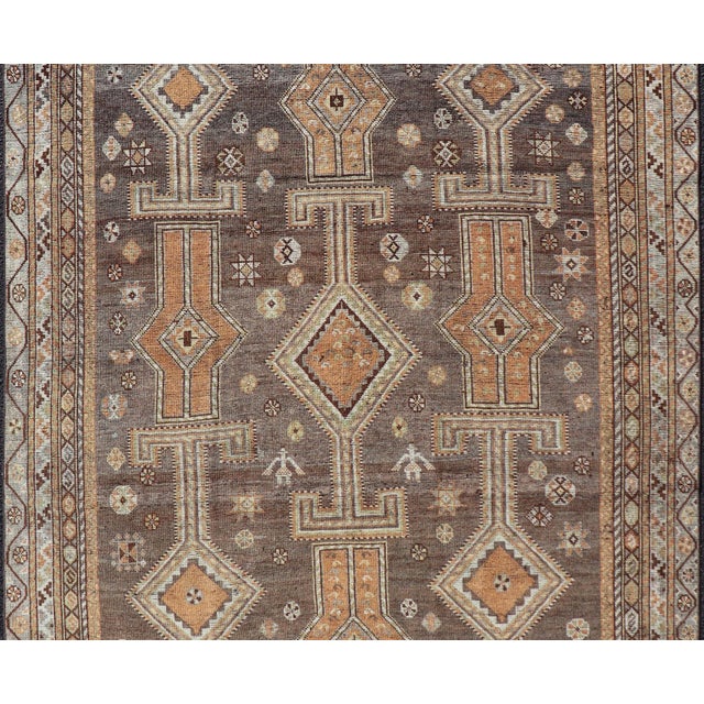 Antique Persian Lori Rug With All-Over Geometric Tribal Design on a Grey Field For Sale - Image 4 of 14