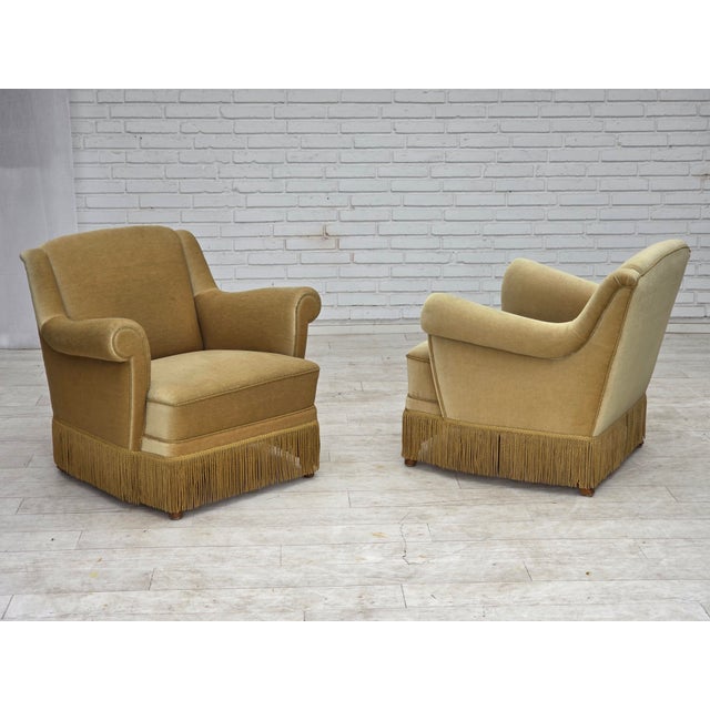 Danish Armchair with Velour Upholstery and Oak Legs, 1970s For Sale - Image 15 of 18