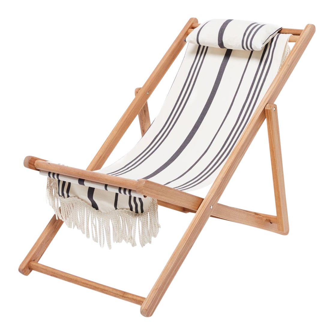Sling Outdoor Chair Vintage Black Stripe With Fringe Chairish