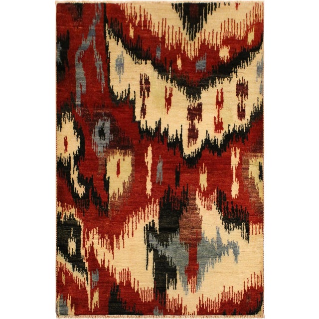 Ivory 1990s Modern Red/Ivory Wool Rug - 4'0 X 6'0 For Sale - Image 8 of 8