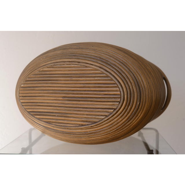 Vintage Gabriella Crespi Style Pencil Reed Basket With Cutout Handles For Sale - Image 9 of 9