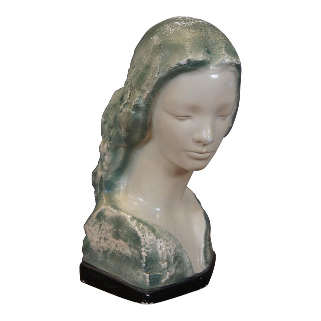 Early 20th Century Vincent Glinsky Mid Century Face of Love Madonna Bust Sculpture Statue For Sale