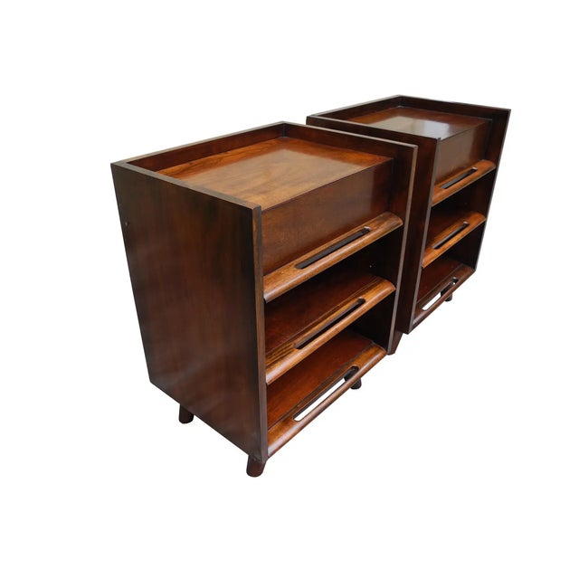 MidCentury Modern Cherry Nightstands by Edmond J Spence a Pair