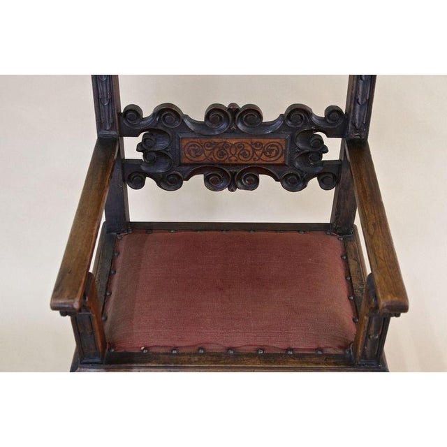 17th Century 17th Century Renaissance Handcarved Nutwood Armchair, Austria For Sale - Image 5 of 18
