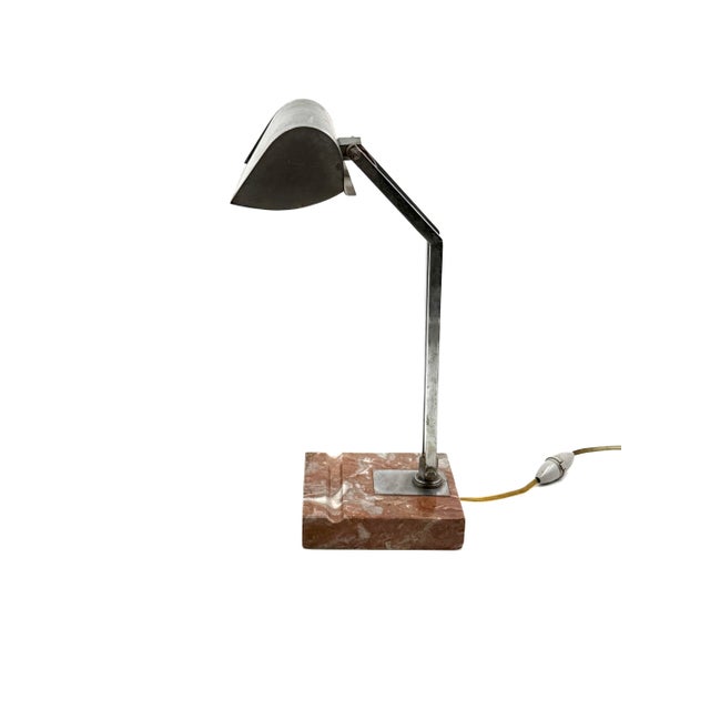 1930s Art Déco Aluminum Marble Desk Lamp For Sale - Image 10 of 14