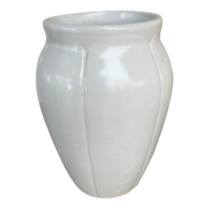 Mid Century Usa White Lotus Stoneware Art Pottery Vase
