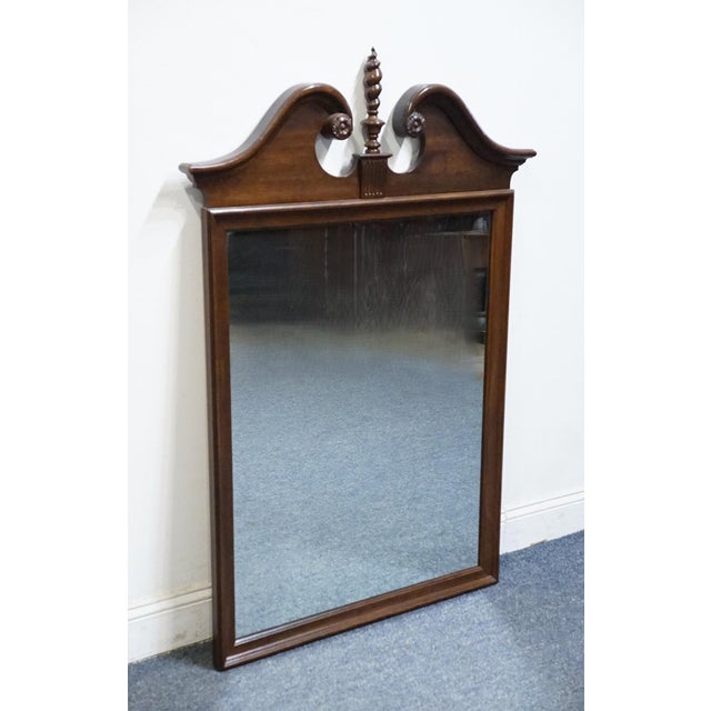 ETHAN ALLEN Georgian Court Solid Cherry Traditional 34" Pediment Mirror w. Spiral Finial 11-5220 51.5" High 34.5" Wide 2"...