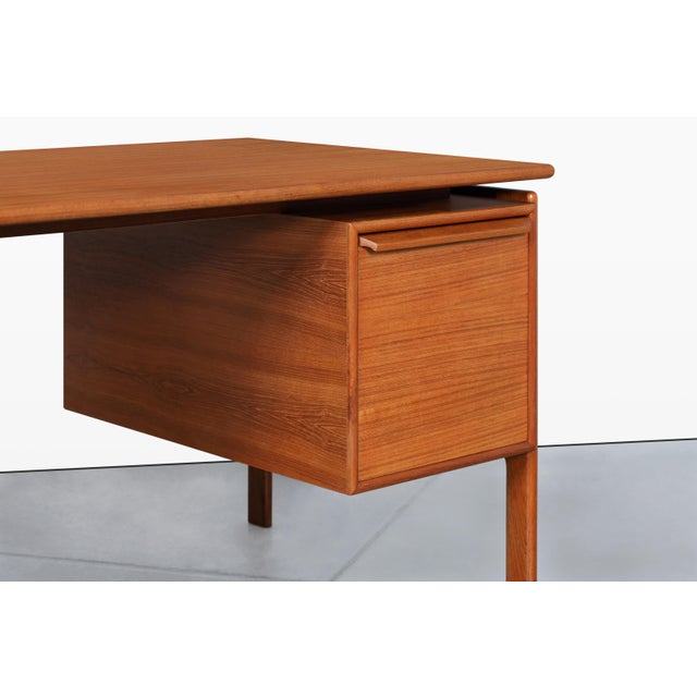 Wood Danish Modern Floating Top Teak Executive Desk by g.v. Mobler For Sale - Image 7 of 14