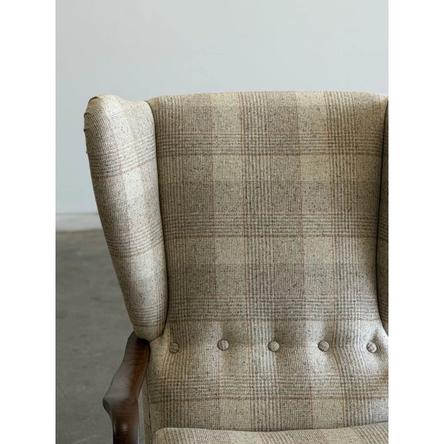 1970s Swedish Highback Lounge Chair in Plaid For Sale In Los Angeles - Image 6 of 17