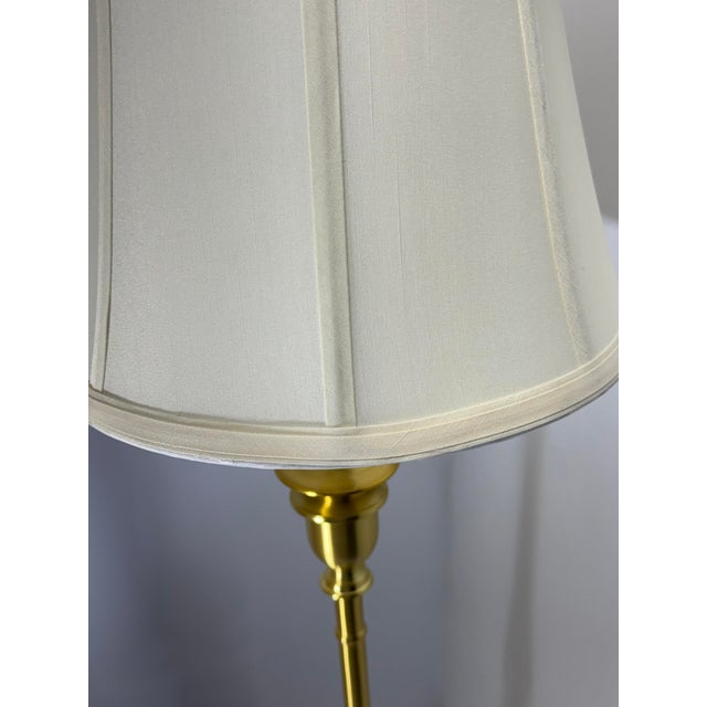 Gold Pair of Ralph Lauren Polished Brass Buffet Lamps W/ Linen Bell Shades For Sale - Image 8 of 8