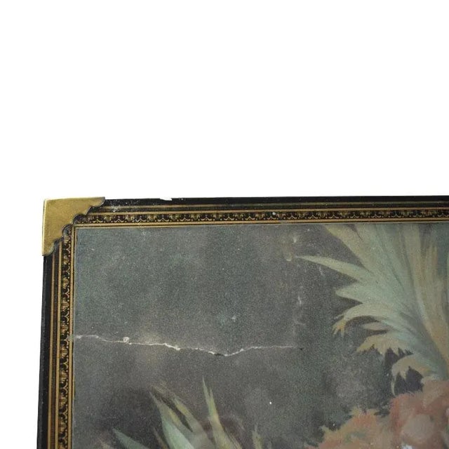 Campaign Antique Fruit and Flower Still Life Wall Hanging on Wood With Campaign Brackets For Sale - Image 3 of 8