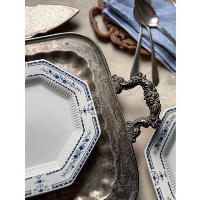 Vintage Nikko Newport Octagon Plates 8.25 Inch Diameter - Blue Floral Japan Classic Collection - a Pair For Sale In Chicago - Image 6 of 7