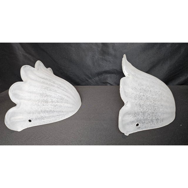 Pair of Vintage Pugeloso Frosted Tulip Murano Sconces For Sale - Image 10 of 11