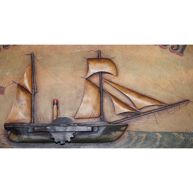 Wood Hand Painted Est Ships Stores 1851 Pub Sign in Wood, 1960s For Sale - Image 7 of 11