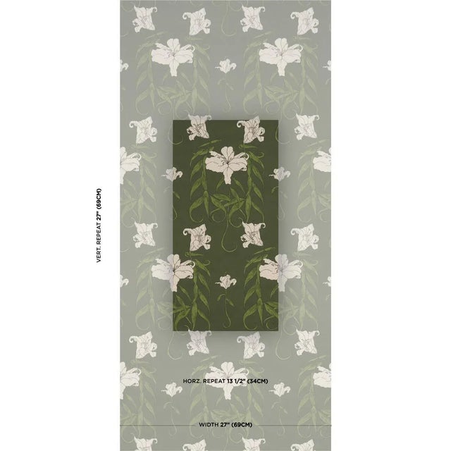 Lady Lilith derives its leafy, trumpet-shaped lilies from a 19th-century Dutch illuminated calendar. Redrawn and hand-...