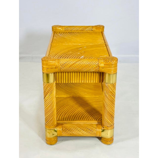 1970s Brass and Pencil Reed Console Table After Karl Springer For Sale - Image 10 of 12