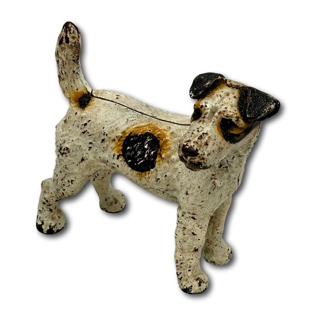 Metal Vintage 1930s American Hubley Manufacturing Company Cast Iron Fox Terrier Dog Doorstop For Sale - Image 7 of 18