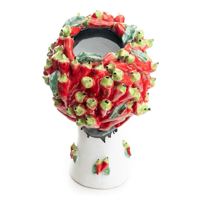 2020s Head Vase Sculpture with Peppers, Ceramiche D'arte Dolfi For Sale - Image 5 of 12