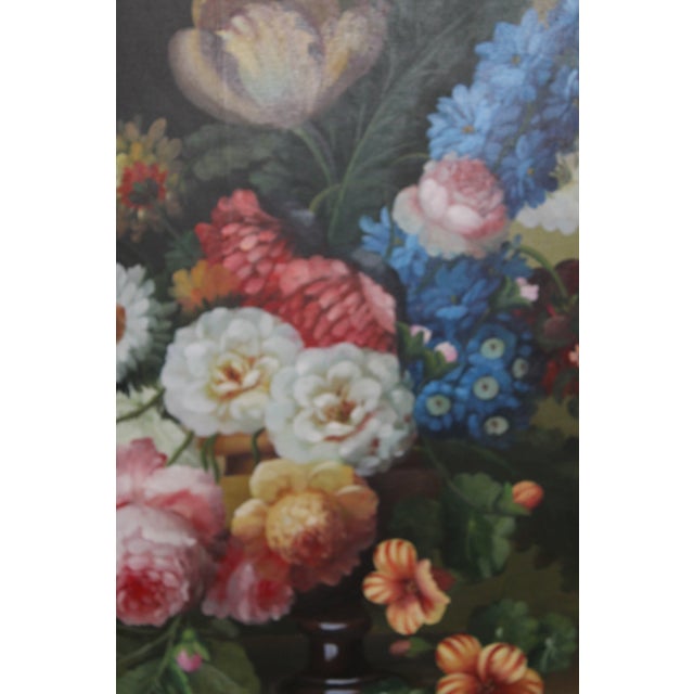 Vintage Floral Still Life Oil Painting on Canvas, 32” x 44” A beautifully executed vintage oil on canvas still life,...