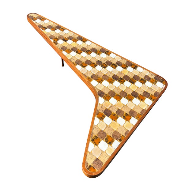 Mid-Century Modern Mid Century Modern Boomerang Kidney Form Tile Top Coffee Table by Hohenberg For Sale - Image 3 of 12