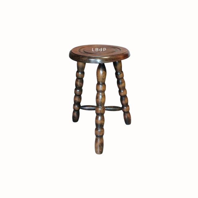 Mid-Century Modern French Tripod Stool in Wood by Charles Dudouyt, 1940s For Sale - Image 18 of 18