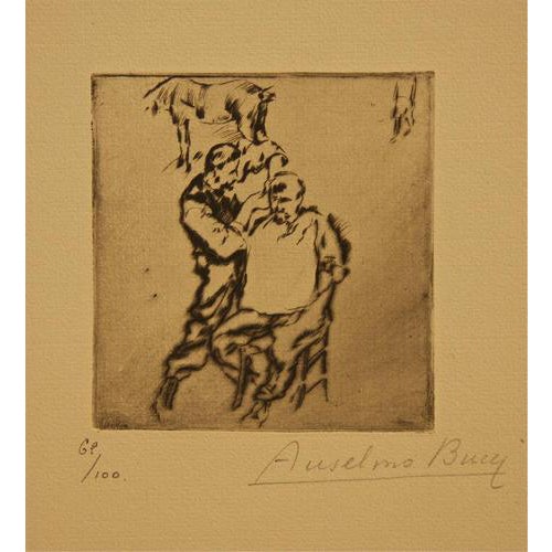 Anselmo Bucci, The Hairdresser Edition of 100, 1917, Etching For Sale