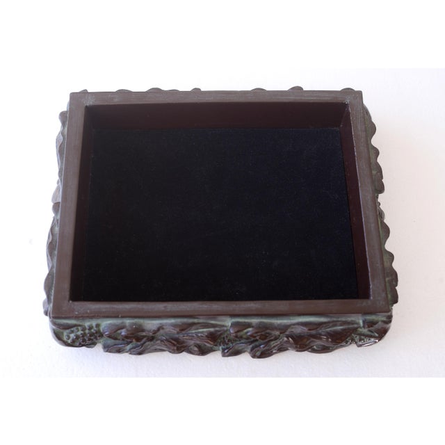 Wood Vintage Mexican Art Nouveau Faux Wood Trinket Box With Mirror Lid For Sale - Image 7 of 8