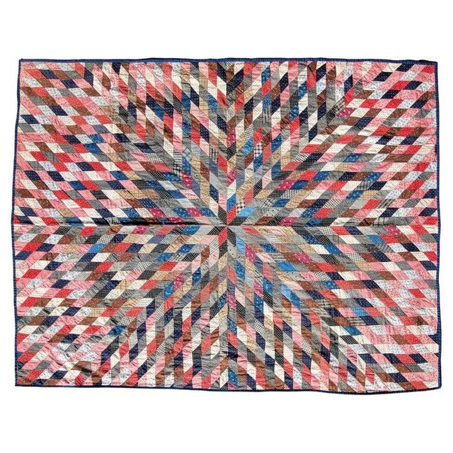 19thc Collide-scope Star Burst with wonderful blue backing. Blue Liner give the edges a nice touch. The interior fabrics...