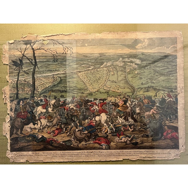 1717 Battle of Belgrade Hand-Colored Engraving Prince Eugene of Savoy For Sale - Image 11 of 11