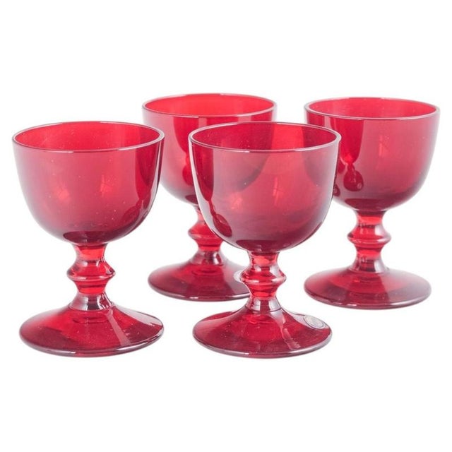 1950s Ruby-Red Port Wine Glasses from Reijmyre Glasbruk, 1950s, Set of 4 For Sale - Image 5 of 5