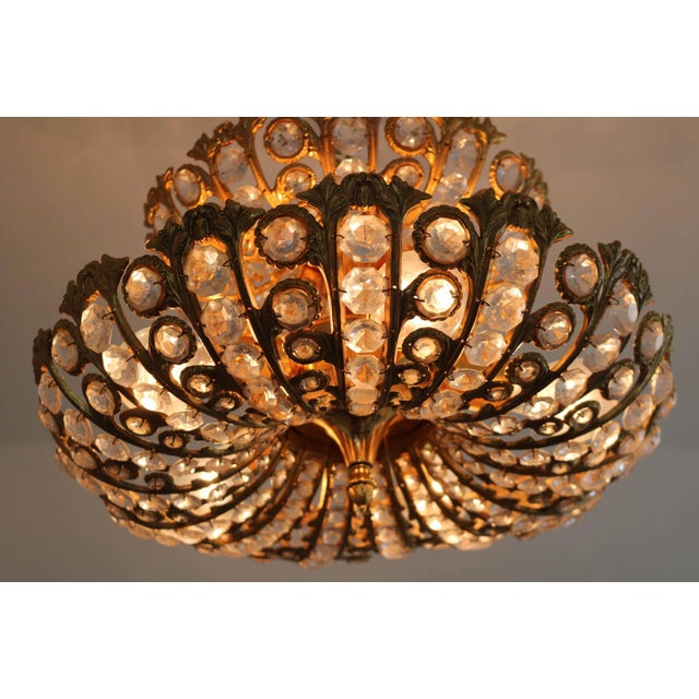 Gold Large Hollywood Regency Chandelier in Brass and Crystal from Peris Andreu, 1960s For Sale - Image 8 of 9