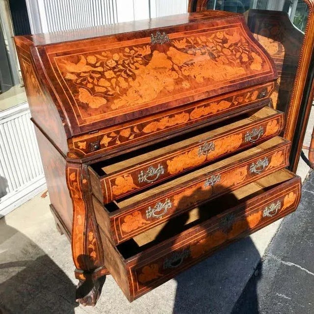 19th Century Dutch Marquetry Desk | Chairish