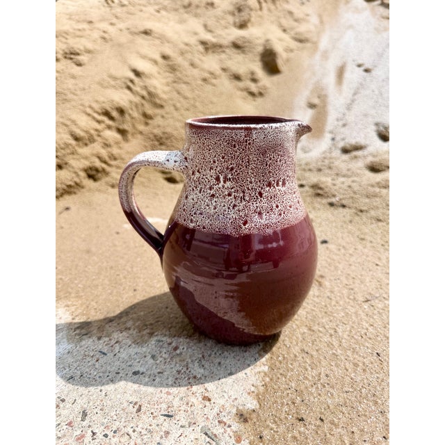 Studio Pottery Jug in Reddish-Brown with White Foam Glaze from Töpferhof Römhild, Germany, 1960s For Sale - Image 14 of 15