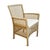 Outdoor woven synthetic hyacinth rope dining arm chair. Includes loose beige waterproof seat cushion. Each chair may vary...