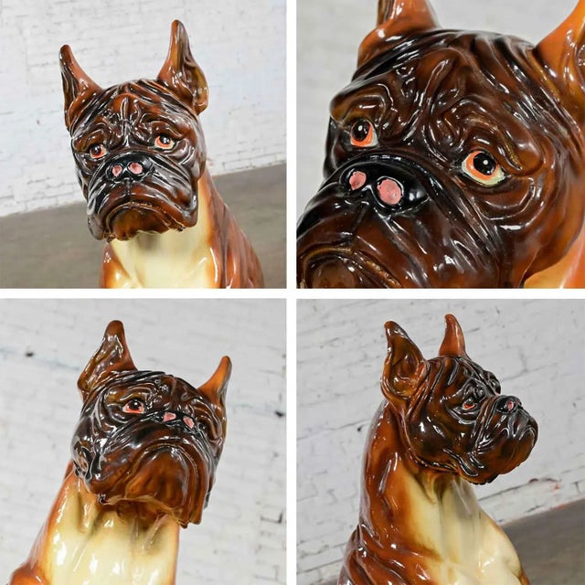 1970’s Large Scale Molded Resin Boxer Dog Statue / Sculpture Style Marwal Industries For Sale - Image 10 of 13