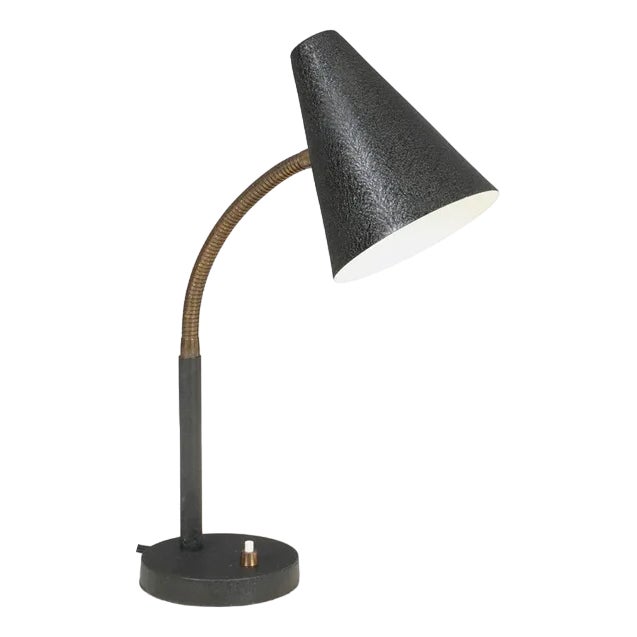 Mid-Century Danish Black Writing Lamp in Metal, 1960s For Sale